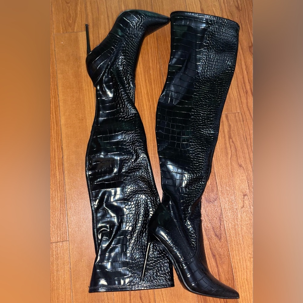 COPY - Brand new Steve Madden thigh high black croc boots